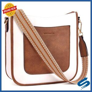 Vegan Leather Crossbody Bag Adjustable Guitar Strap Multi-Pocket Hobo Purse
